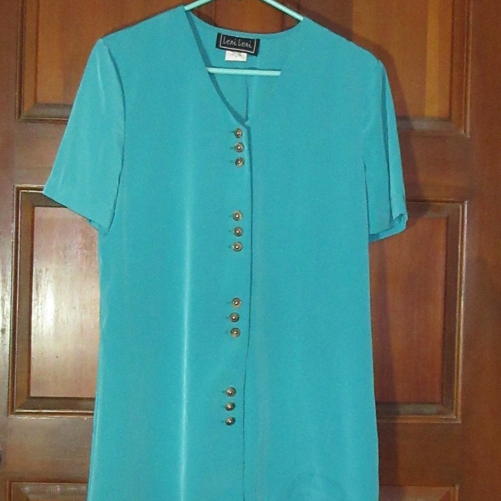 TURQUOISE TUNIC TOP Size 10 LENI LENI